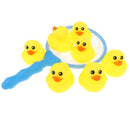 Set of 8 Mini Yellow Duck with a Blue Handle Fish Net, Kids Baby's Bath Time Toy Gift