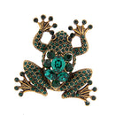 Retro Green Crystal Rhinestone Frog Collar Brooch Pin Xmas Wedding Jewelry