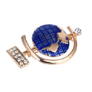 Sparkle Clear Crystal Enamel Earth Planet Pin Brooch Geography style Unisex Pin Clip