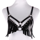 Womens PU Leather Cage Bra Gothic Lingerie Exotic Black Strappy Bra Harness