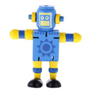 Mini Wooden Walnut Joint Robot Toy Kids Gift Toy Walnut People Decor Blue