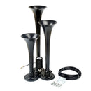 Loud 150dB 3/Triple Trumpet Train Air Horn With 12V Electric Solenoid Black