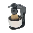 4 In 1 Salon Bristle Hair Shaving Brush with Soap Mug Bowl and Shaving Brush Holder Stand Shave Travel Set for Salon Barber Men