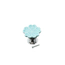 Set Of Vintage Style Ceramic Orchid Cabinet Door Pull Knob Cupboard Closet Drawer Pull Handle With Screw Blue