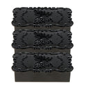 3Pcs Antique Rose Flower Pattern False Eyelash Storage Box with Mirror Lid, Lovely Makeup Cosmetic Jewelry Case Organizer Tool- Black