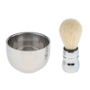 Stylish Shinning Double Layer Stainless Steel Metal Soap Mug Bowl Cup with Shaving Brush Set for Men