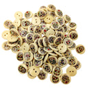 100 Piece 15mm Skull Printed Wood Round Decorative Buttons Sewing Embellishment for Kids DIY Crafts Art