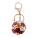 Fashion Rhinestone Crystal Red Football Soccer Charm Purse Bag Key Ring Keychain Keyfob