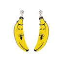 Pair of Mr. Banana Acrylic Earrings Yellow Funny Fruit Dangle Earrings
