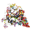 100 Piece Assorted Butterfly Shape Wood Flat 2 Holes Button for Sewing Craft