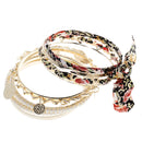 Fashion Vintage Bowknot Bow Faux Pearl Black Cloth Multilayer Bracelet