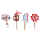 24 Pieces Nautical Style Paper Cupcake Picks Cake Topper Party Cake Decor