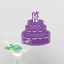 Generic 50PCS Cake Shape Glass Table Name Place Cards Decoration for Wedding Birthday Party Purple