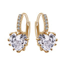 Fashion Stud Earings Gold White Rhinestone Heart Shape Drop Dangle Earrings Jewellry