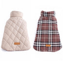 Dog Waterproof Reversible Plaid Jacket Coat Winter Clothes Brown XXL