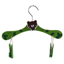 Kids Children Coat Clothes Skirt Shirt Hanging Wooden Cartoon Creative Hanger With 2 Clip Green