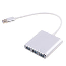 USB Hub with 4 USB 3.0 Ports, USB Splitter for Data Transfer, USB 3.0 Hub with Micro usb Port for Macbook Windows and Other Laptops Silver