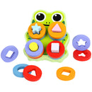Kids Baby Wooden Stacking Geometry Blocks Frog Board Puzzle Early Cognition Color Shapes Learning Educational Matching Building Toy