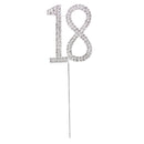 Crystal Rhinestone 18th Anniversary Cake Topper Party Birthday Favors Cake Decorating DIY Photo Props Silver