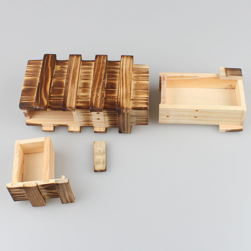 Wooden Wood Magic Puzzle Secret Hide Box Hidden Compartment Brain Teaser Toys w