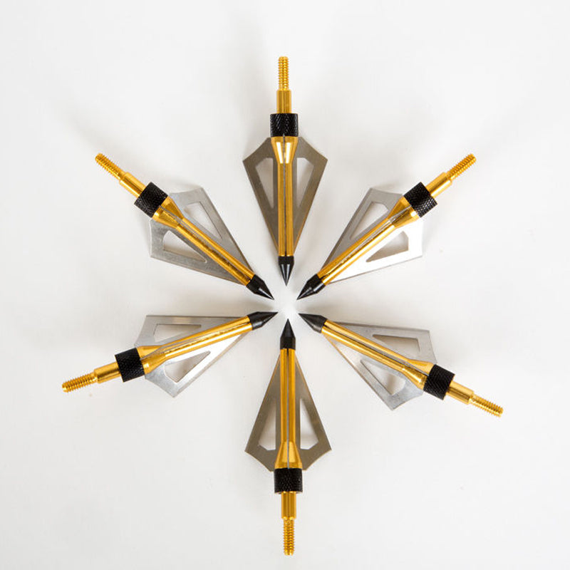 6 Archery Screw Tip Arrow Heads Broadheads Hunting Points 3 blades 100 Grain