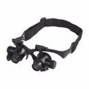Double Eye Jewelry Watch Repair Magnifier Loupe Glasses With LED Light  WLQ