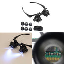 Double Eye Jewelry Watch Repair Magnifier Loupe Glasses With LED Light  WLQ