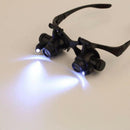 Double Eye Jewelry Watch Repair Magnifier Loupe Glasses With LED Light  WLQ