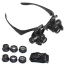 Double Eye Jewelry Watch Repair Magnifier Loupe Glasses With LED Light  WLQ