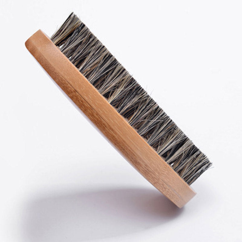 Men Bristle Beard Brush Moustache Wood Round Handle Mustache Hair Comb  ILU