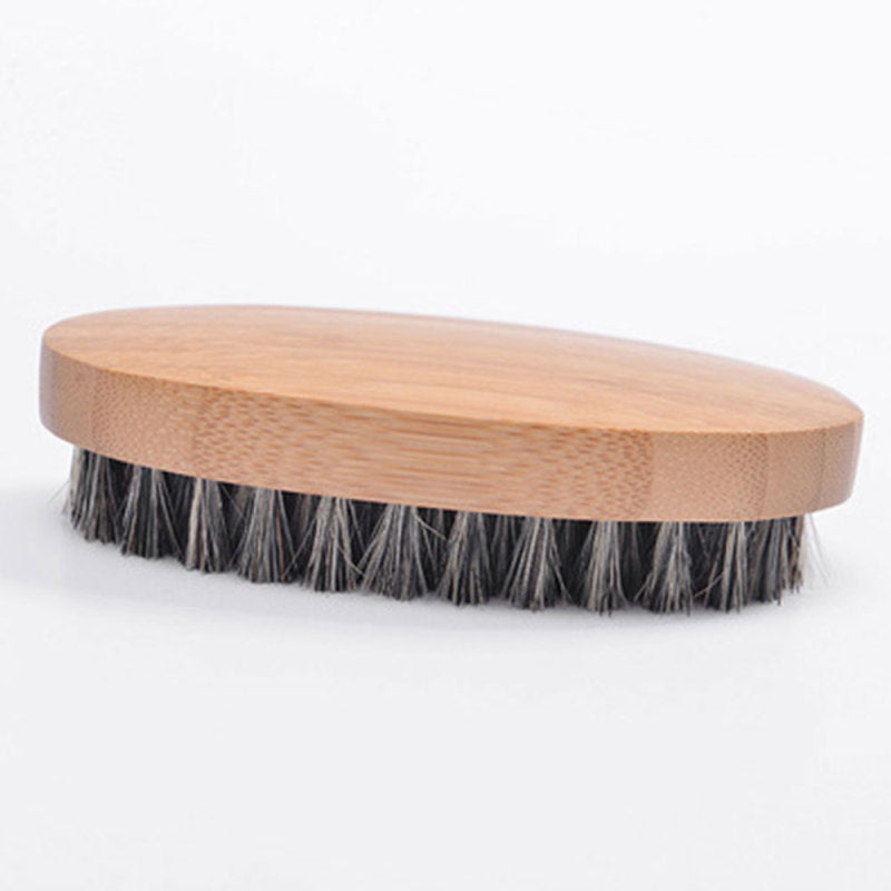Men Bristle Beard Brush Moustache Wood Round Handle Mustache Hair Comb  ILU