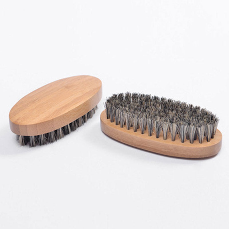 Men Bristle Beard Brush Moustache Wood Round Handle Mustache Hair Comb  ILU