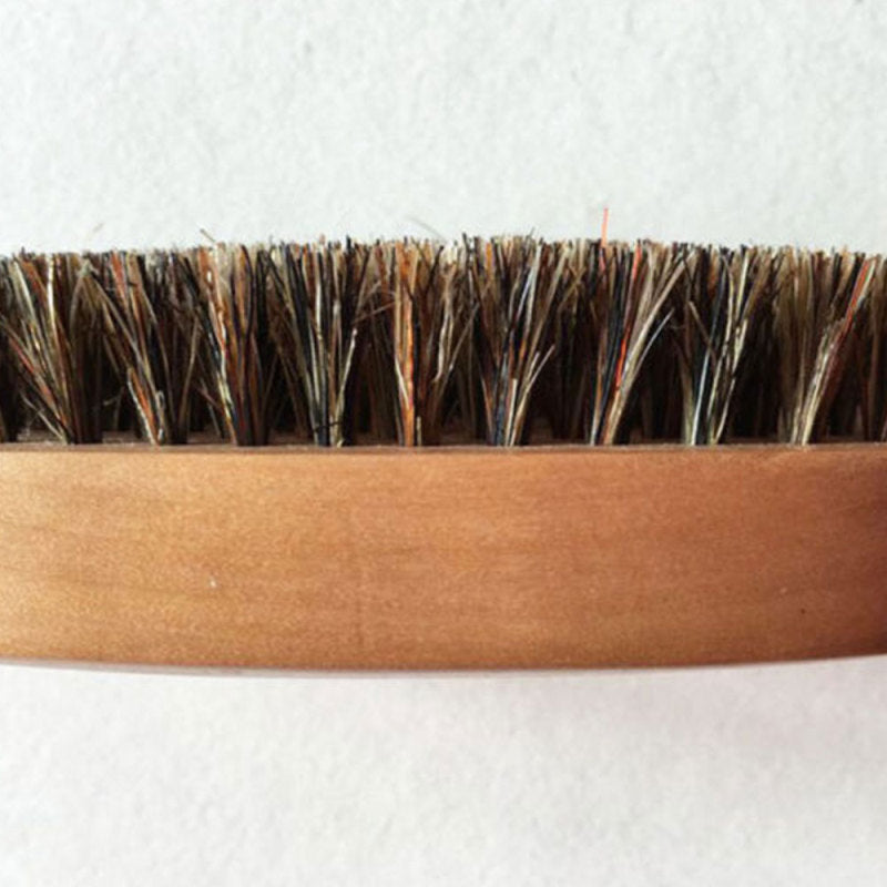 Men Bristle Beard Brush Moustache Wood Round Handle Mustache Hair Comb  ILU