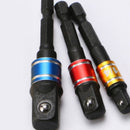 3 pcs Socket Adapter Set Hex Shank to 1/4" 3/8" 1/2" Impact Driver Drill gdh