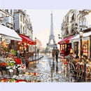 20"*16" DIY CANVAS PARIS STREET PAINT BY NUMBER ACRYLIC PAINTING KIT ROOM DECOR