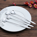 4pcs/kit Long Handle Flowers Shaped Stirring Spoon Stainless Steel Flatwa HVN