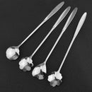 4pcs/kit Long Handle Flowers Shaped Stirring Spoon Stainless Steel Flatwa HVN