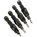 4 Pcs 1/4 " Hex HSS Shank Countersink Wood Drill Bit Set 6 8 10 12 Pilots new