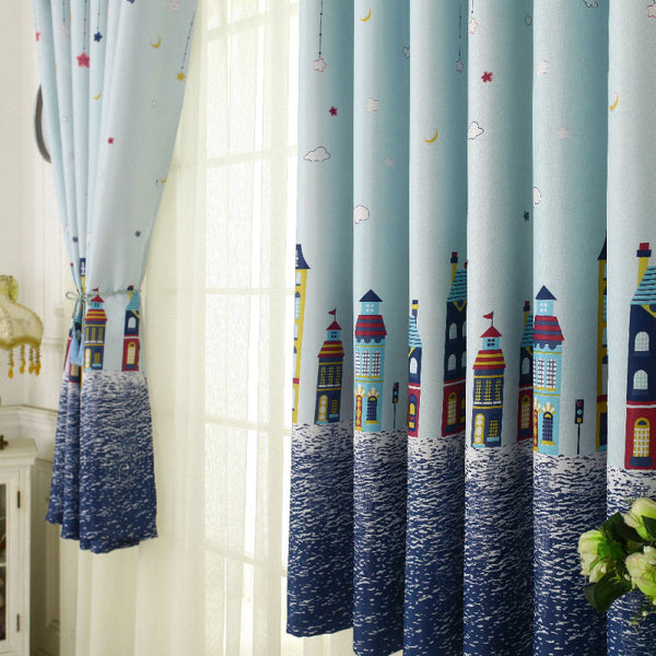 Castle Printing Home Curtains Window BlindsThermal Blackout FR Living Room TZH