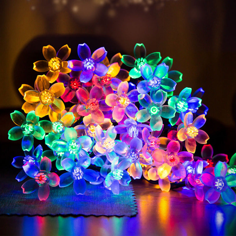 7M 50 LED Cherry Blossoms Peach Flower String Fairy Lights Christmas Party saf