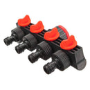 4 Way Pipe Water Tap Splitter Valve Divide Water Controller Watering Equip NEW