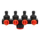 4 Way Pipe Water Tap Splitter Valve Divide Water Controller Watering Equip NEW