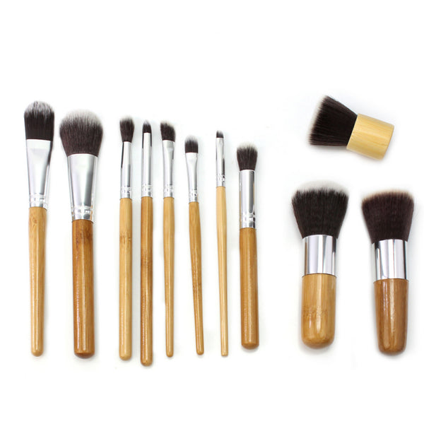 Pro 11pcs / Set Bamboo Handle Synthetic Hair Makeup Cosmetic Brushes Set BS08