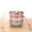 Children Handle Soup Bowl Container Dish Stainless Steel Nonslip With Spoon GZG