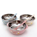 Children Handle Soup Bowl Container Dish Stainless Steel Nonslip With Spoon GZG