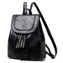 Bags Drawstring Black Casual Shoulder Bag Women Backpack Leather Tassels School