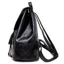 Bags Drawstring Black Casual Shoulder Bag Women Backpack Leather Tassels School
