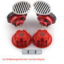2x Red 12V Loud Car Truck 110DB Dual-tone Snail Electric Air Horn Univers RDY