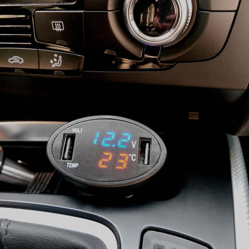 Black 3 In 1 Dual USB Adapter 2.1A Car Charger 100*56*35 mm sgf LBW