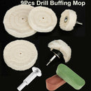 9Pcs Polishing Buffing Pad Mop Wheel Drill Kit Manifold Aluminum Stainl LWL